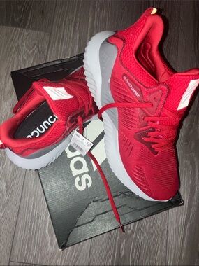 adidas Red and White Athletic Sneakers
